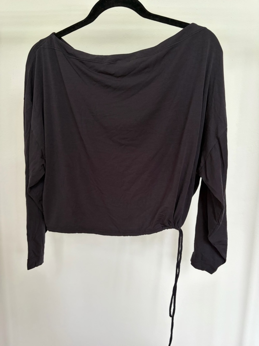 Athleta Black Long-Sleeve Drawstring Relaxed Top